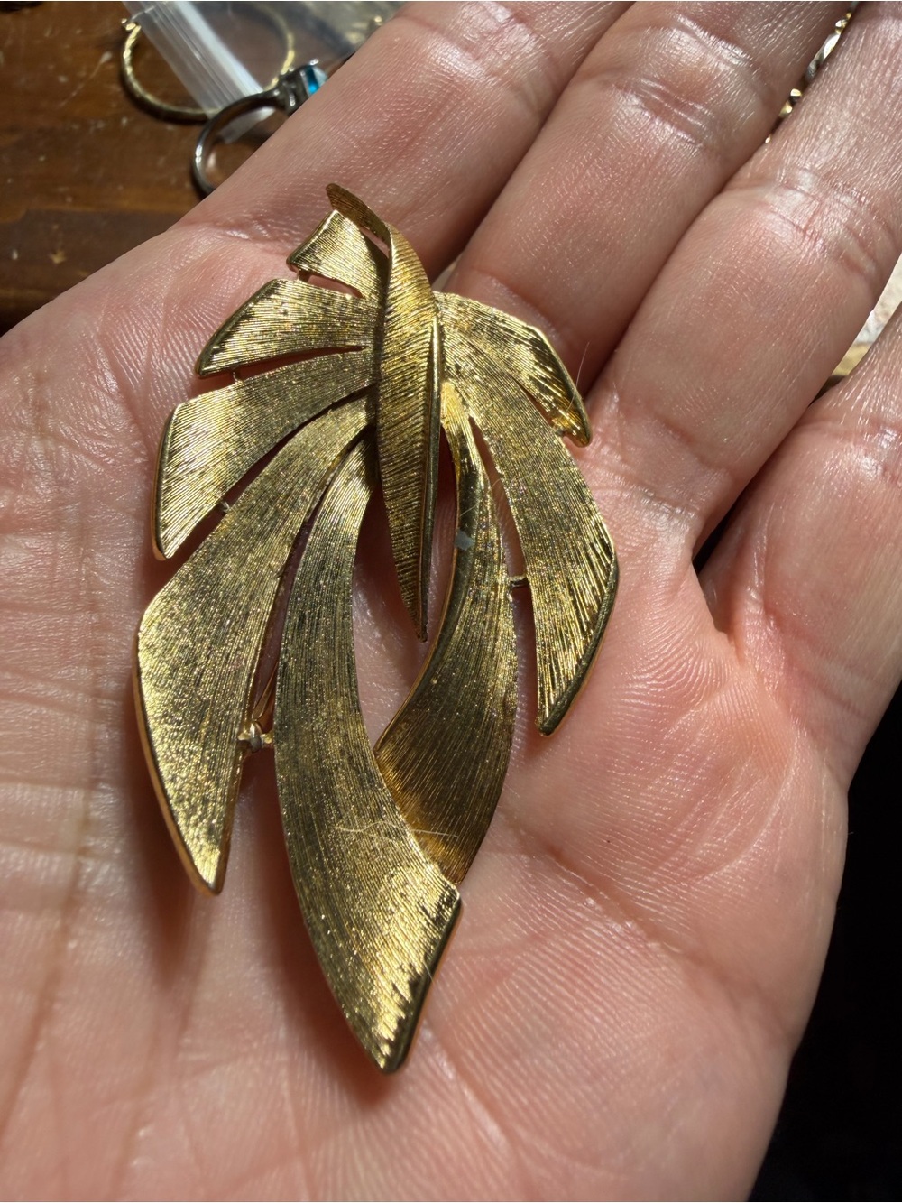 Vintage Monet Gold-Tone Leaf Brooch
